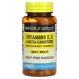 Mason Natural, 維生素 E、C 和 β-胡蘿蔔素，60 片