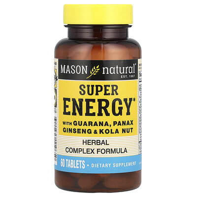 Mason Natural, Super Energy Supplement with Guarana, Ginseng, and Kola Nut, 60 Tablets