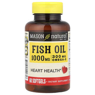 Mason Natural, Huile de poisson, 1000 mg, 60 capsules à enveloppe molle