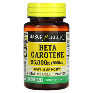 Mason Natural, Beta Carotene, 25,000 IU (7500 mcg), 100 Softgels