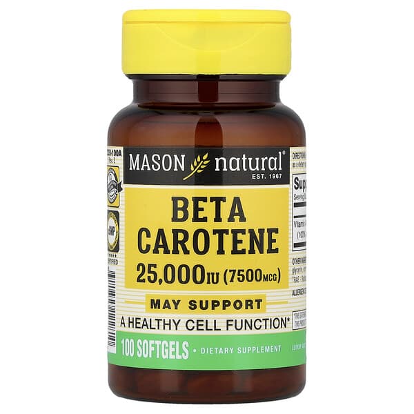 Beta Carotene, 7,500 mcg (25000 IU), 100 Softgels