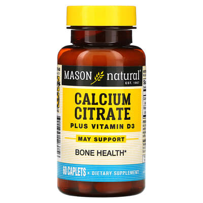Mason Natural, Calcium Citrate with Vitamin D3, 60 Caplets