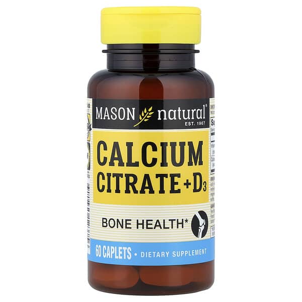 Mason Natural, Calcium Citrate + D3, 60 Caplets