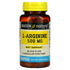 Mason Natural, L-arginina, 500 mg, 60 cápsulas