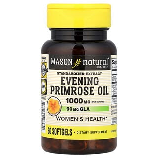 Mason Natural, Óleo de Prímula, Extrato Padronizado, 60 Cápsulas Softgel (500 mg por Cápsula Softgel)