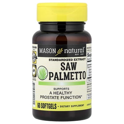 Mason Natural, Saw Palmetto, Standardised Extract, 60 Softgels (160 mg per Softgel)