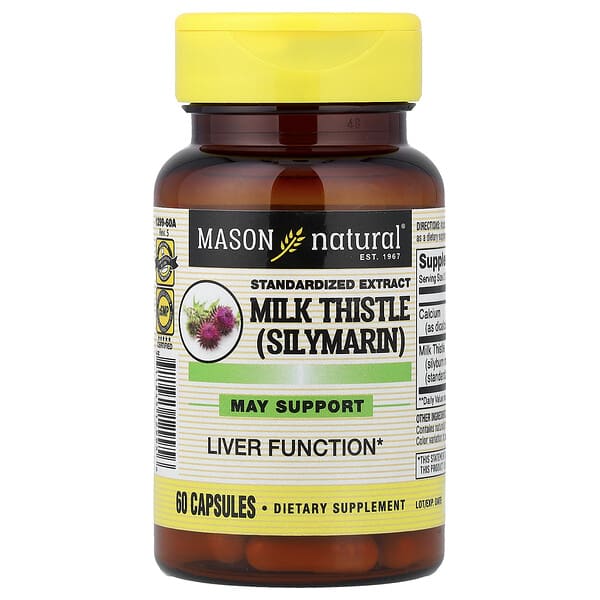 Mason Natural, 水飛薊（水飛薊素），標準化提取物，300 毫克，60 粒膠囊（每粒膠囊 150 毫克）