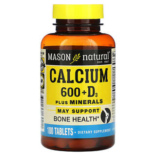 Mason Natural, Calcium 600 + Vitamine D3, 100 comprimés