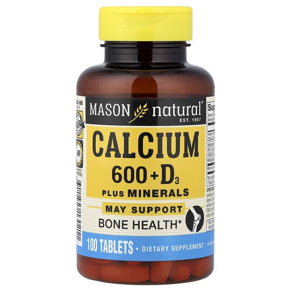 Mason Natural, Calcium 600 + Vitamin D3, 100 Tablets