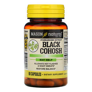 Mason Natural, كوهوش أسود، مستخلص قياسي، بالبابوس الهندى الأسود، 60 كبسولة