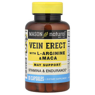Mason Natural, Erecție venoasă cu L-Arginină și Maca, 80 capsule