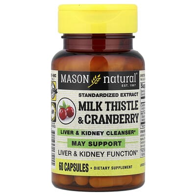 Mason Natural, Milk Thistle & Cranberry, Standardised Extract, 60 Capsules
