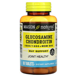 Mason Natural, Глюкозамин, хондроитин + МСМ, 90 таблеток