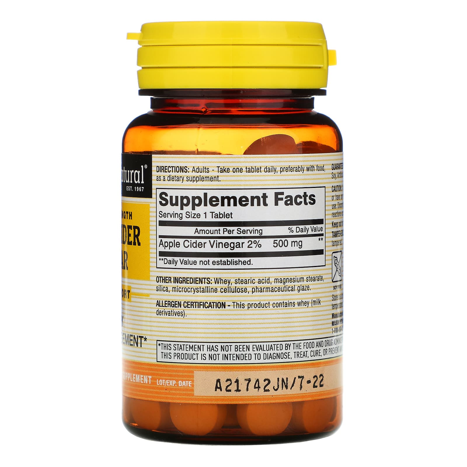 Mason Natural, Extra Strength Apple Cider Vinegar, 100 Tablets