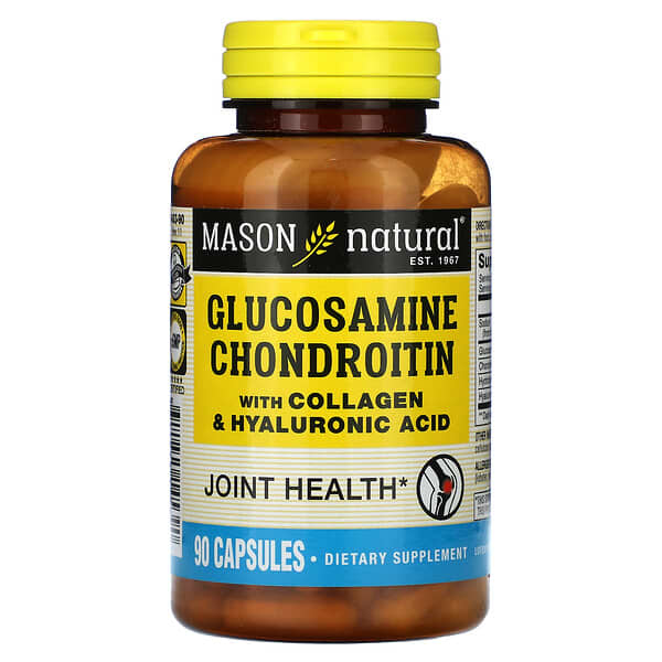 Mason Natural, Glucosamine Chondroitin with Collagen &amp; Hyaluronic Acid, 90 Capsules
