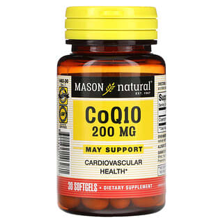 Mason Natural, Co Q10, 200 мг, 30 мягких таблеток