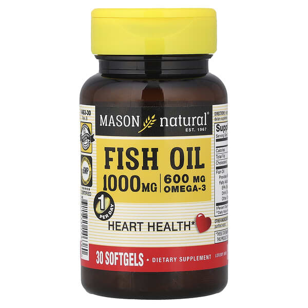 Mason Natural Fish Oil, 1,000 mg, 30 Softgels