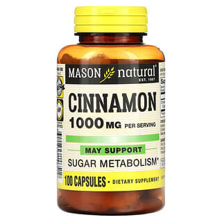 Mason Natural, Cannelle, 1000 mg, 100 capsules (500 mg par capsule)