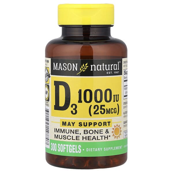 Vitamin D3, 25 mcg (1000 IU), 300 Softgels