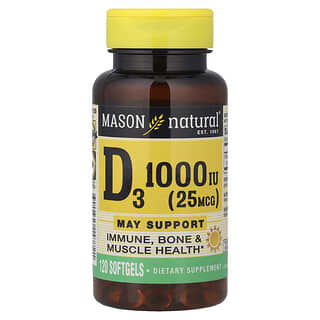 Mason Natural, 维生素 D3,25 微克(1,000 国际单位),120 粒软胶囊