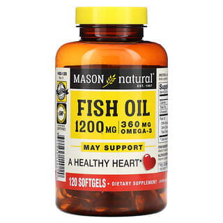 Mason Natural‏, "שמן דגים, 1,200 מ""ג, 120 כמוסות רכות."