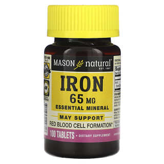 Mason Natural, Żelazo, 65 mg, 100 tabletek