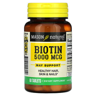 Mason Natural, Биотин, 5000 мкг, 60 таблеток