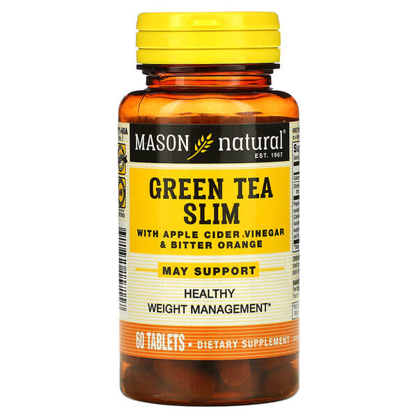 Mason Natural, Green Tea Slim with Apple Cider Vinegar&amp;Bitter Orange，60 片
