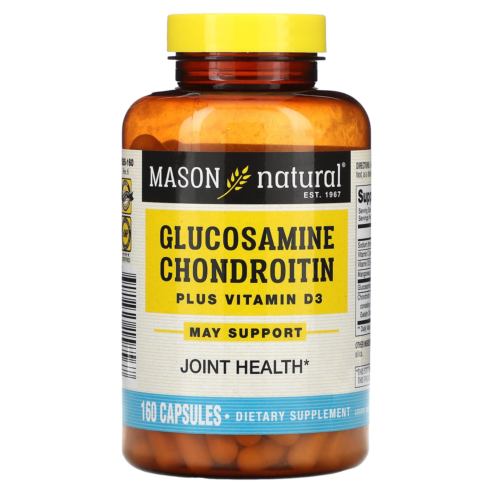 Mason Natural, Glucosamine Chondroitin Plus Vitamin D3, 160 Capsules
