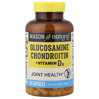 Mason Natural, 壳糖胺软骨素 + 维生素 D3，160 粒胶囊