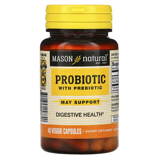 Mason Natural, Probióticos con prebióticos, 40 cápsulas vegetales