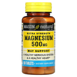 Mason Natural, Magnésio, Força Extra, 500 mg, 100 Comprimidos
