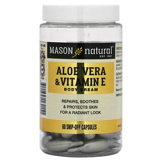 Mason Natural, Crema corporal de aloe vera y vitamina E, 60 cápsulas que se recogen