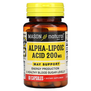 Mason Natural, альфа-липоевая кислота, 200 мг, 60 капсул