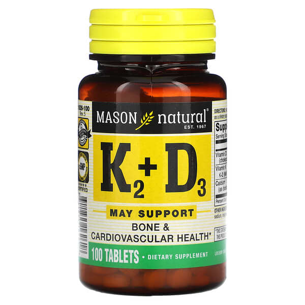 Mason Natural Vitamin K2 Plus Vitamin D3 100 Tablets