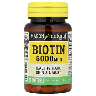 Mason Natural, Biotin, 5.000 mcg, 60 bløde kapsler