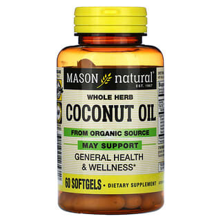 Mason Natural, 全草本椰子油、60 粒软凝胶