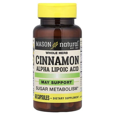Mason Natural, Cinnamon Alpha-Lipoic Acid, 60 l Capsules