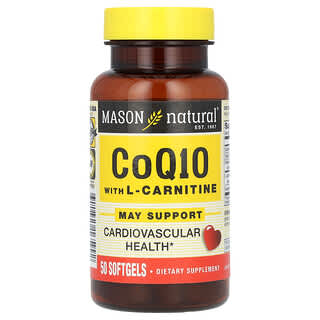 Mason Natural, Коэнзим Q10 с L-карнитином, 50 мягких таблеток