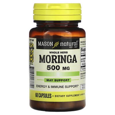Mason Natural, Whole Grass Moringa, 500 mg, 60 Capsules