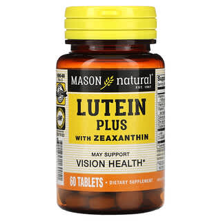 Mason Natural, Lutéine Plus, Avec Zéaxanthine, 60 comprimés