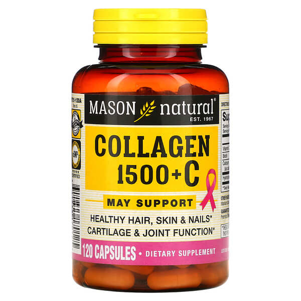 Mason Natural‏, קולגן 1,500 עם ויטמין C‏, 120 כמוסות