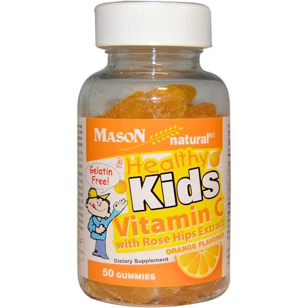 Mason Natural‏, فيتامين سي للأطفال الأصحاء مع خلاصة وردة المسك، نكهة البرتقال، 50 حلوى مطاطية (Discontinued Item)