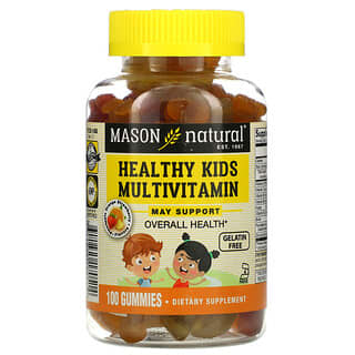 Mason Natural, Healthy Kids, мультивитамины, со вкусом ананаса, апельсина и клубники, 100 жевательных конфет
