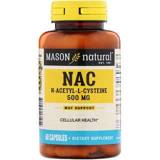 Mason Natural, NAC N-アセチル-L-システイン、500mg、60粒