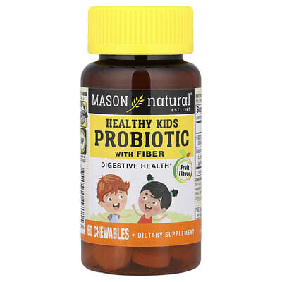 Mason Natural, Healthy Kids Probiotic with Fiber, Fruit, 60 Chewables