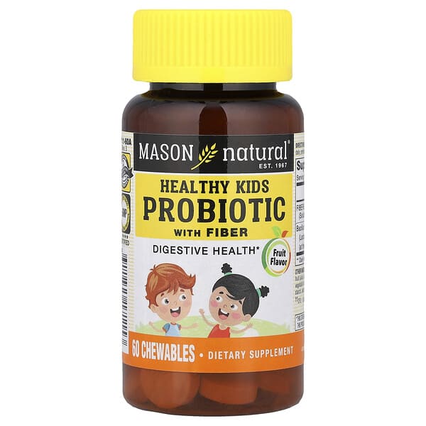 Mason Natural Healthy Kids Probiotic with Fiber, Fruit, 60 Chewables