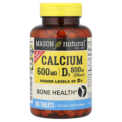 Mason Natural, Calcium + D3, 200 Tablets