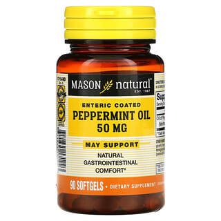 Mason Natural, Huile essentielle de menthe poivrée, 50 mg, 90 gélules