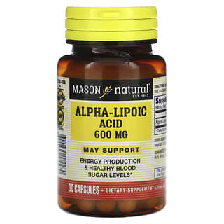 Mason Natural, Ácido Alfa-Lipoico, 600 mg, 30 Cápsulas